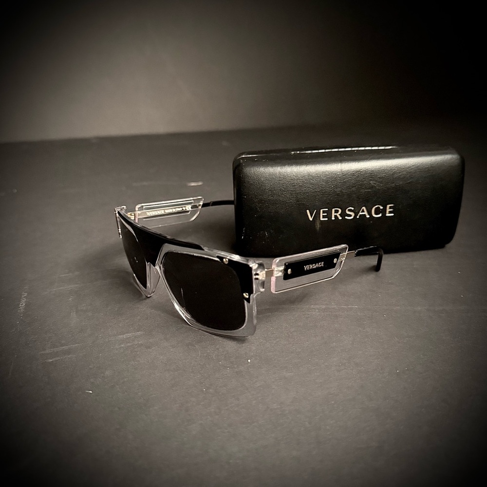 Versace Clear and Black Square Sunglasses